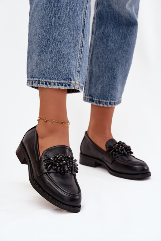 Mocasines negros para mujer con adornos Murelle