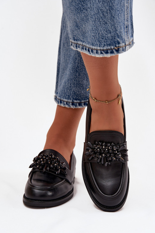 Mocasines negros para mujer con adornos Murelle