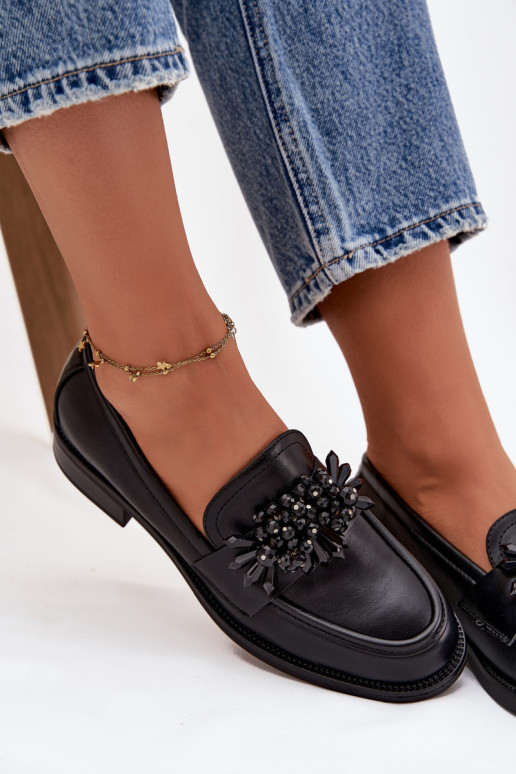 Mocasines negros para mujer con adornos Murelle