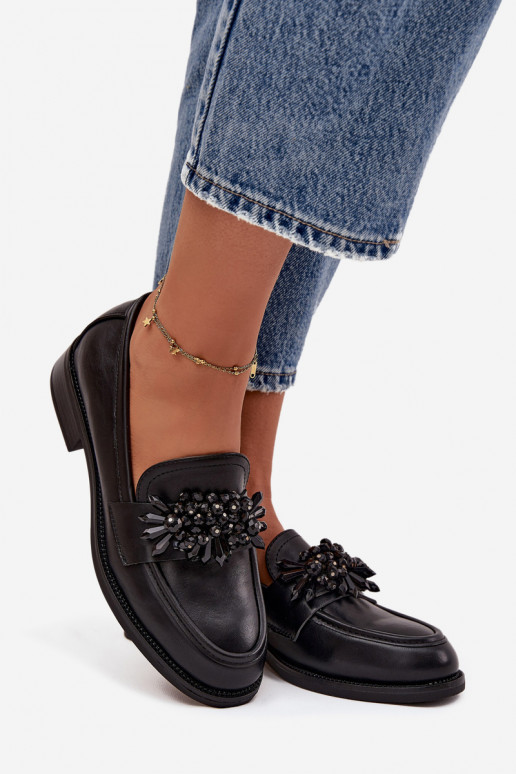 Mocasines negros para mujer con adornos Murelle