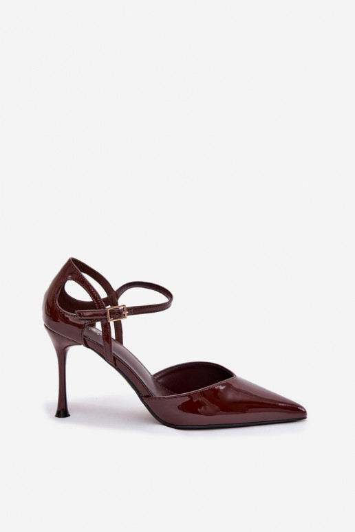 Tacones efecto charol con correas CzekoladoĮe Tarilin