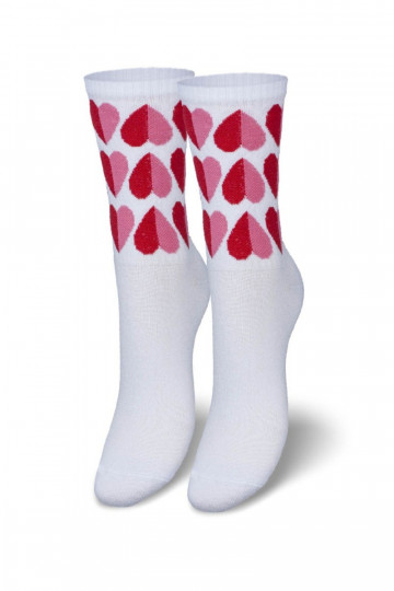Calcetines de mujer con corazones color blanco 2