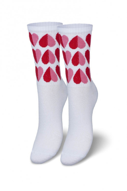 Calcetines de mujer con corazones color blanco