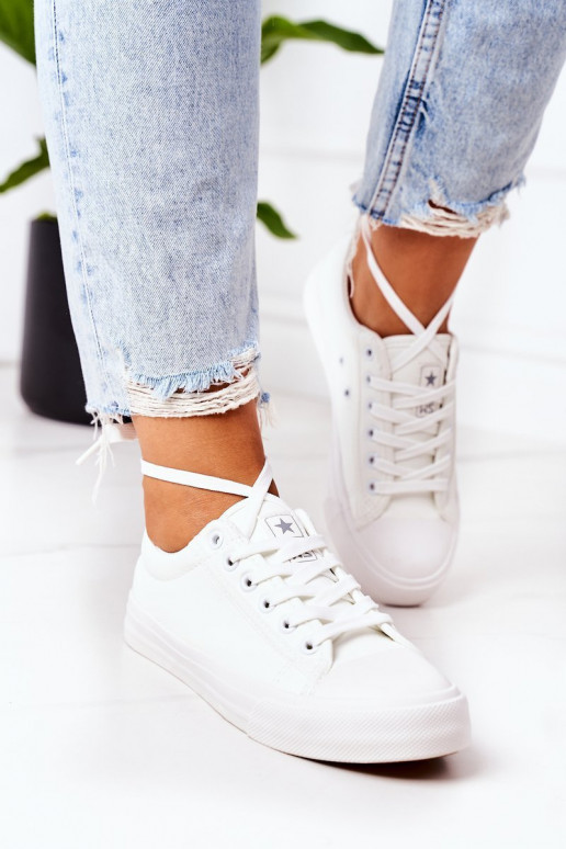 Zapatillas de cuero para mujer en blanco Mega