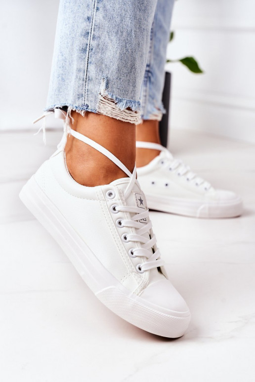 Zapatillas de cuero para mujer en blanco Mega