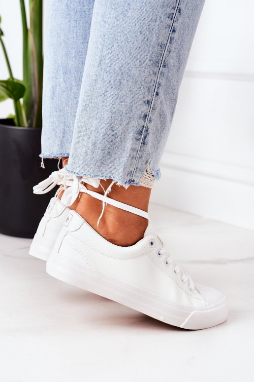 Zapatillas de cuero para mujer en blanco Mega
