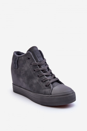Zapatos informales de cuero sintético con plataforma en gris Big Star MM274005