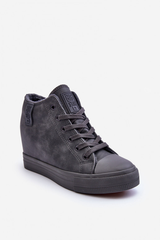 Zapatos informales de cuero sintético con plataforma en gris Big Star MM274005