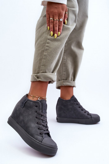 Zapatos informales de cuero sintético con plataforma en gris Big Star MM274005 2