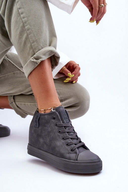 Zapatos informales de cuero sintético con plataforma en gris Big Star MM274005