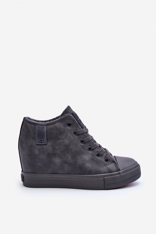 Zapatos informales de cuero sintético con plataforma en gris Big Star MM274005