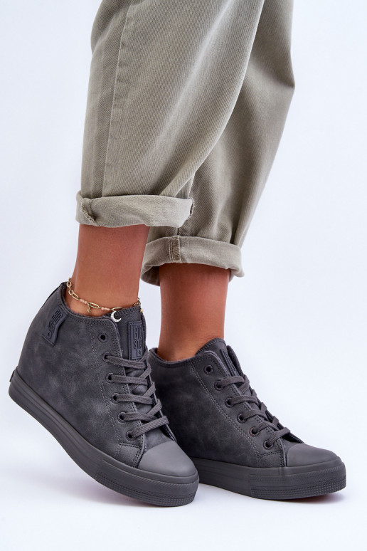 Zapatos informales de cuero sintético con plataforma en gris Big Star MM274005