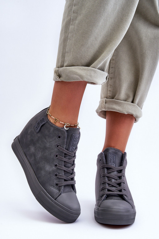 Zapatos informales de cuero sintético con plataforma en gris Big Star MM274005