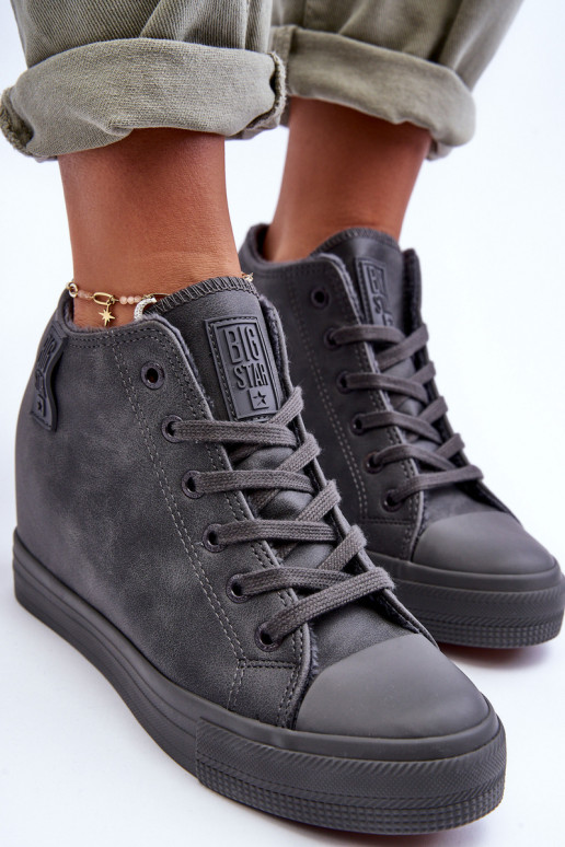 Zapatos informales de cuero sintético con plataforma en gris Big Star MM274005