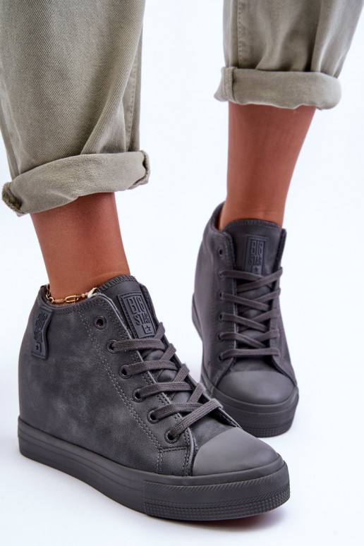 Zapatos informales de cuero sintético con plataforma en gris Big Star MM274005