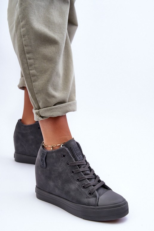 Zapatos informales de cuero sintético con plataforma en gris Big Star MM274005