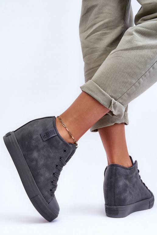 Zapatos informales de cuero sintético con plataforma en gris Big Star MM274005