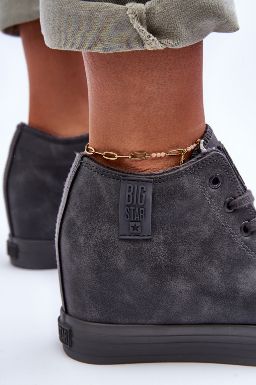 Zapatos informales de cuero sintético con plataforma en gris Big Star MM274005