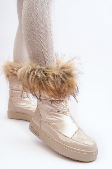 Botas de nieve para mujer con pelo en color arena Big Star MM274380