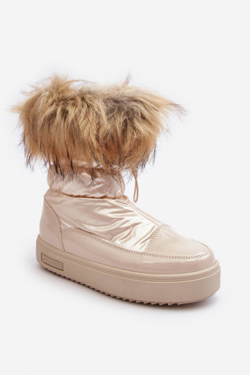 Botas de nieve para mujer con pelo en color arena Big Star MM274380 2