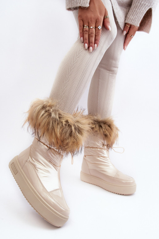 Botas de nieve para mujer con pelo en color arena Big Star MM274380