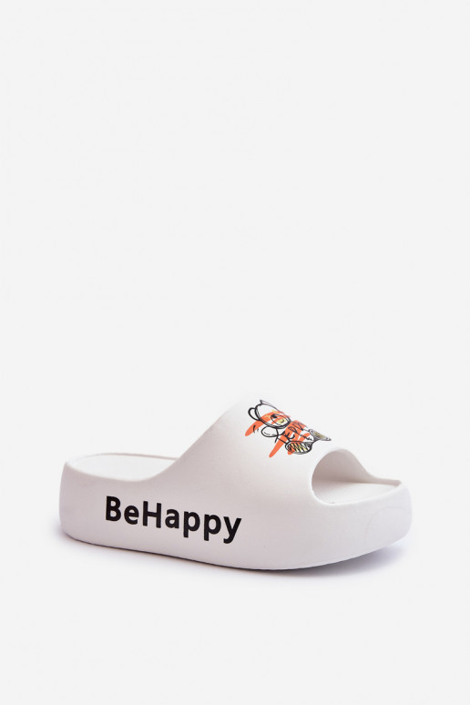 Zapatillas de mujer con suela gruesa y un oso de peluche en blanco claro Serefina