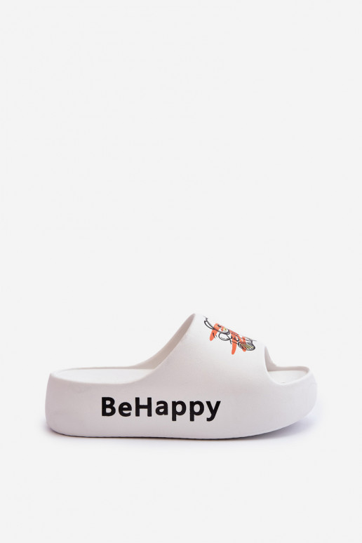 Zapatillas de mujer con suela gruesa y un oso de peluche en blanco claro Serefina