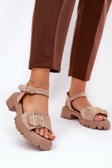 Eko Sandalias mujer ante con hebillas beige Gofielle 2