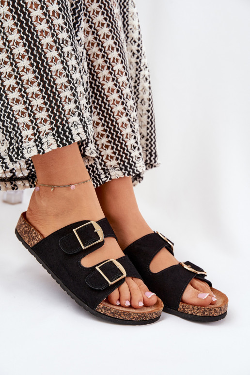 Zapatillas de mujer con plataforma dorada y hebillas negras Lisavionea