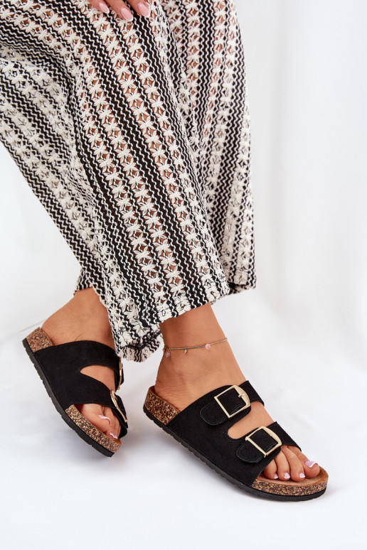 Zapatillas de mujer con plataforma dorada y hebillas negras Lisavionea