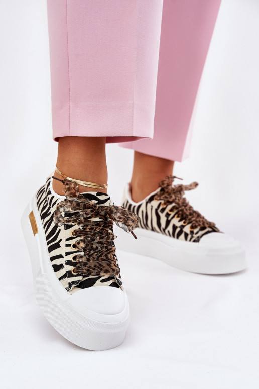 Zapatos informales con plataforma y cordones decorativos en negro y arena Zidora