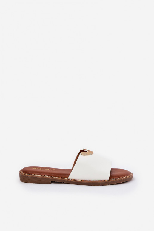 Zapatillas de mujer en cuero sintético con detalles decorativos en blanco Mevith
