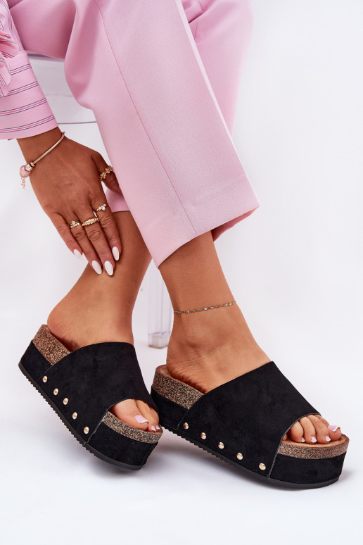 Zapatillas de mujer con plataforma en ante sintético en negro Vinnibe