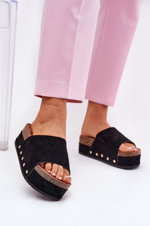 Zapatillas de mujer con plataforma en ante sintético en negro Vinnibe
