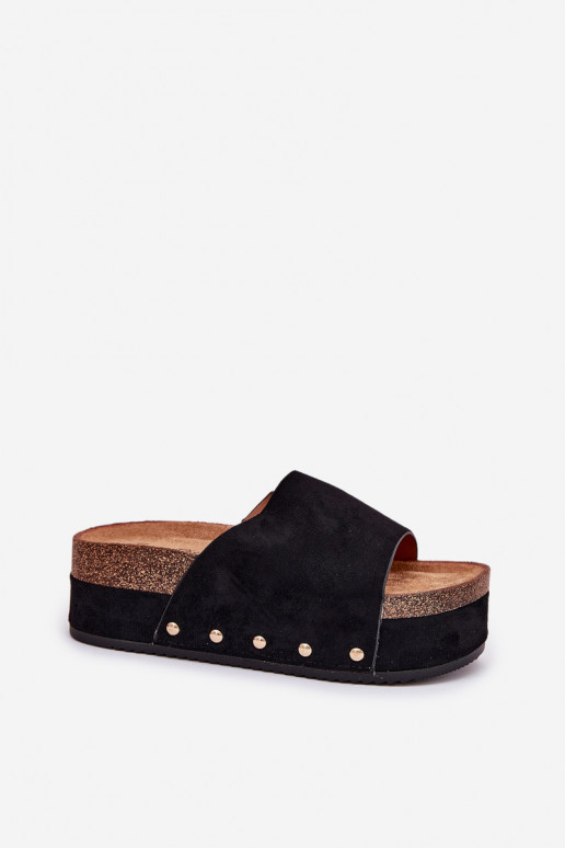 Zapatillas de mujer con plataforma en ante sintético en negro Vinnibe