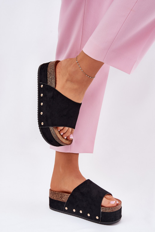Zapatillas de mujer con plataforma en ante sintético en negro Vinnibe
