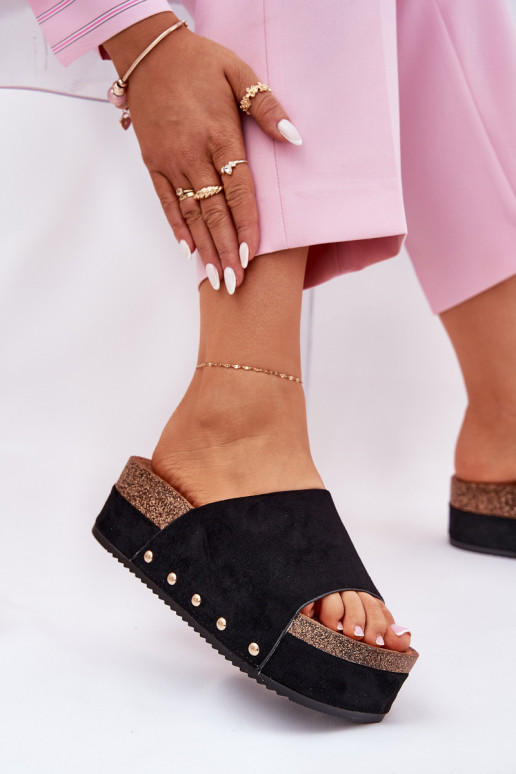 Zapatillas de mujer con plataforma en ante sintético en negro Vinnibe