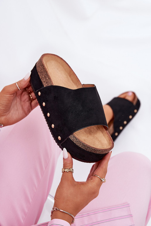 Zapatillas de mujer con plataforma en ante sintético en negro Vinnibe