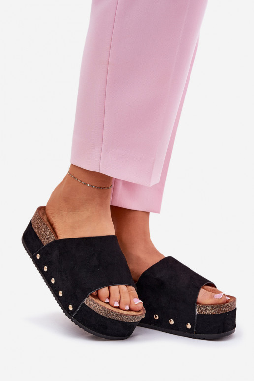 Zapatillas de mujer con plataforma en ante sintético en negro Vinnibe