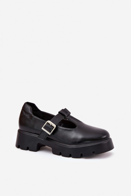 Zapatos de mujer negros con hebillas en la plataforma Venda
