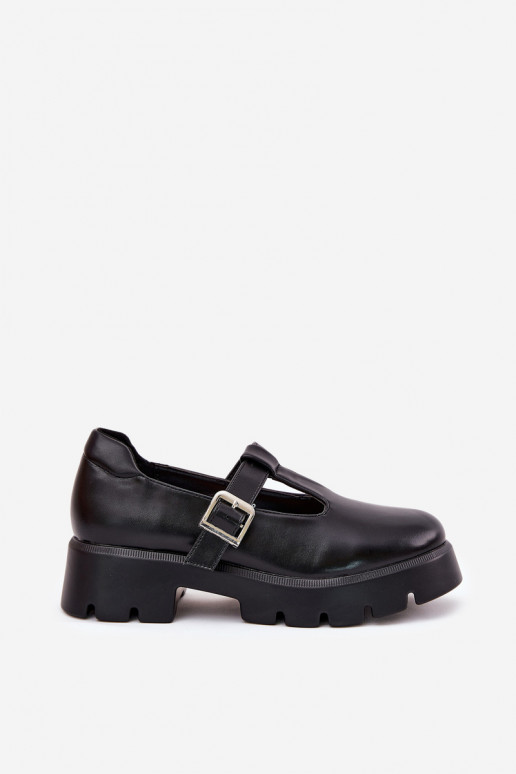Zapatos de mujer negros con hebillas en la plataforma Venda
