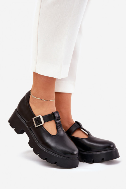Zapatos de mujer negros con hebillas en la plataforma Venda