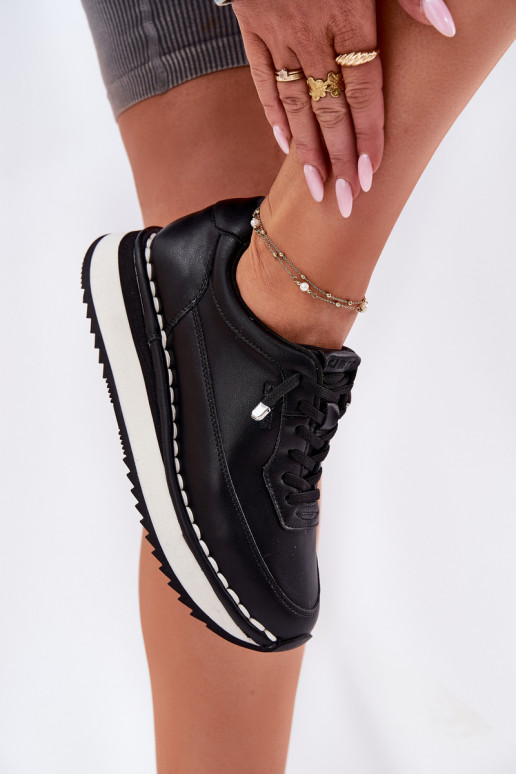 Zapatillas de mujer negras de cuero con plataforma Big Star RR274A335