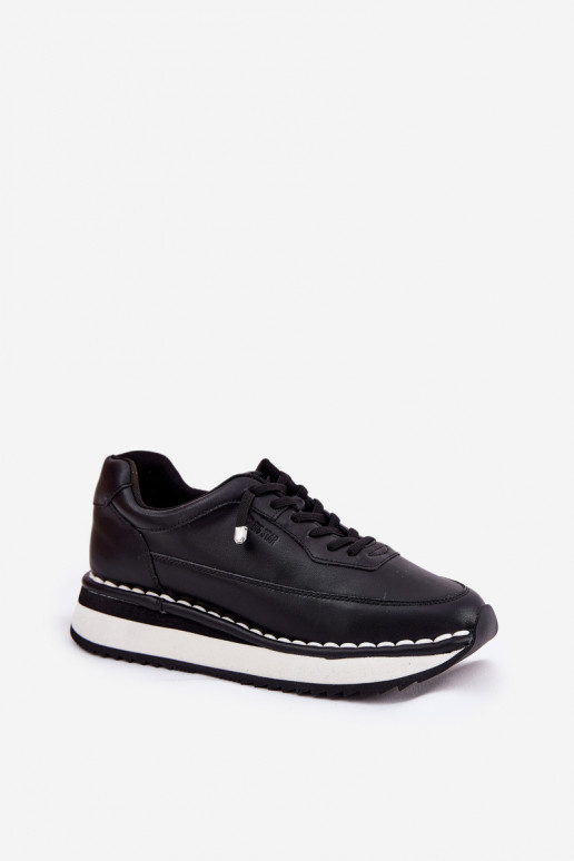 Zapatillas de mujer negras de cuero con plataforma Big Star RR274A335
