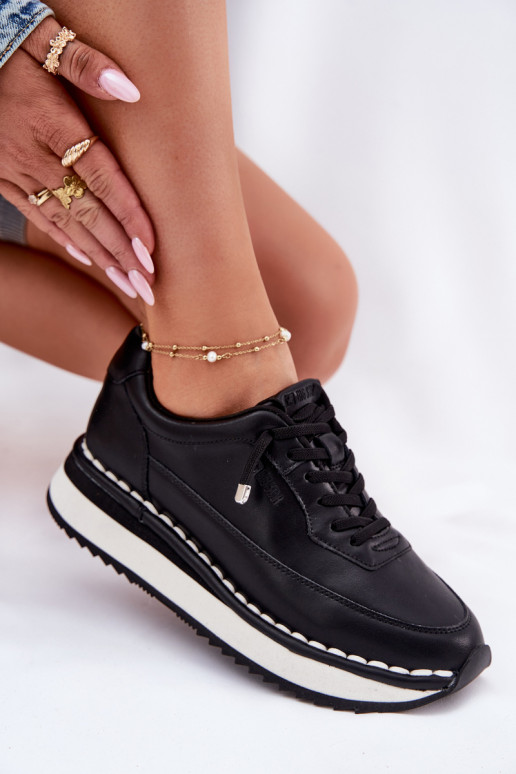 Zapatillas de mujer negras de cuero con plataforma Big Star RR274A335