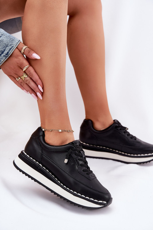 Zapatillas de mujer negras de cuero con plataforma Big Star RR274A335