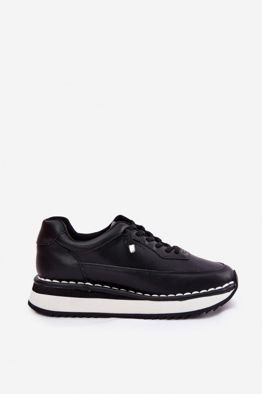 Zapatillas de mujer negras de cuero con plataforma Big Star RR274A335