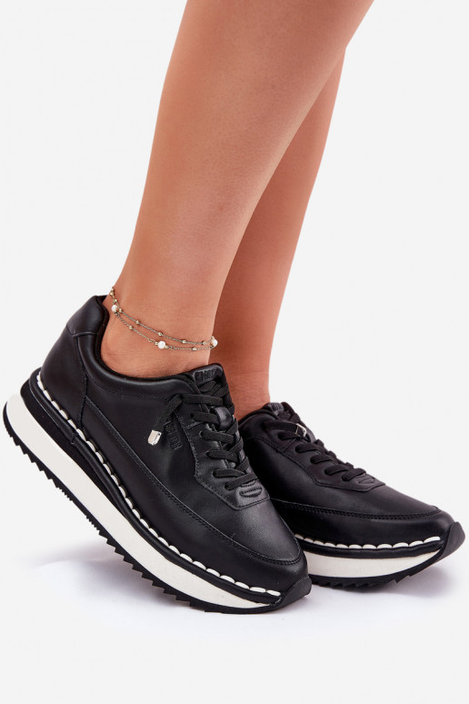 Zapatillas de mujer negras de cuero con plataforma Big Star RR274A335