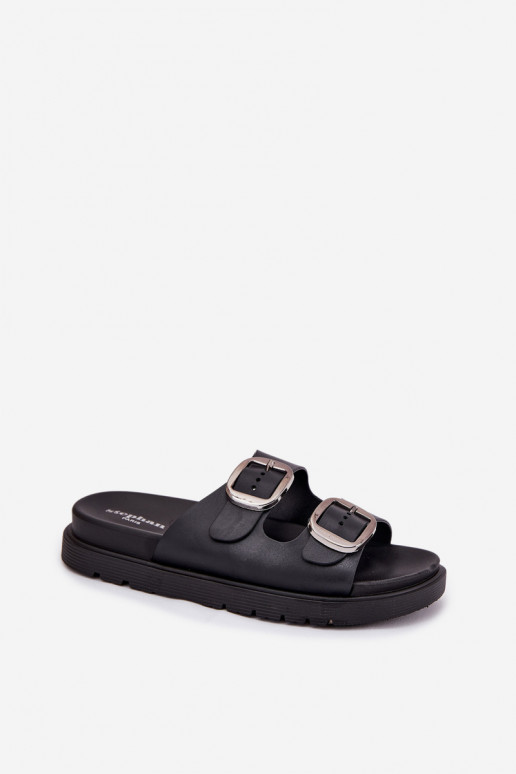 Zapatillas de mujer negras con hebillas en la plataforma Elamas