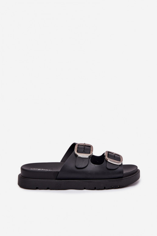 Zapatillas de mujer negras con hebillas en la plataforma Elamas